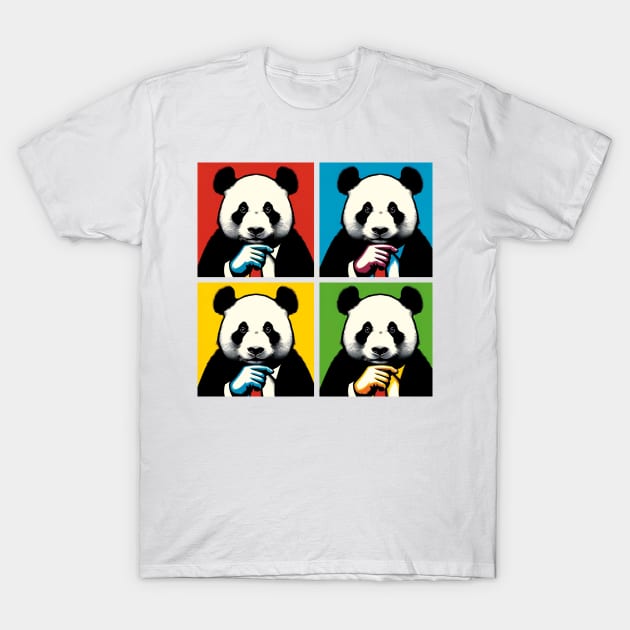 Pop Look Down Panda - Funny Panda Art T-Shirt by PawPopArt